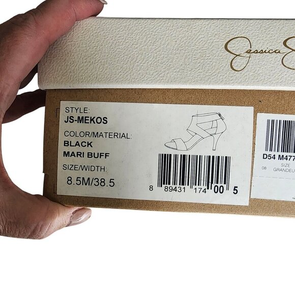 Jessica Simpson Genuine Leather Open-Toe Heels With Ankle Straps Black Size 8.5M - Picture 2 of 16